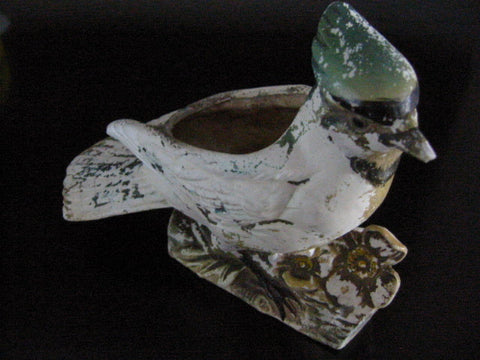 Blue Jay Pottery Planter Bird Hand Colored Signed Numbered - Designer Unique Finds 