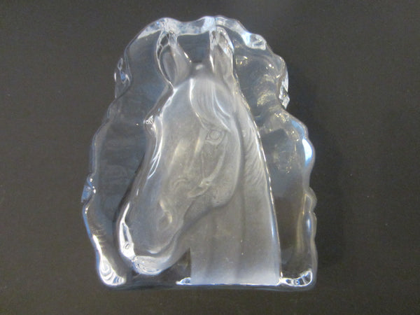 Crystal D Arques France Equestrian Horse Head Paperweight - Designer Unique Finds 