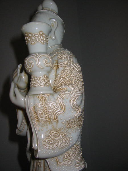 Asian Ceramic Sculpture White Enamel Beading Signed In Etch And Labeled - Designer Unique Finds 
 - 4