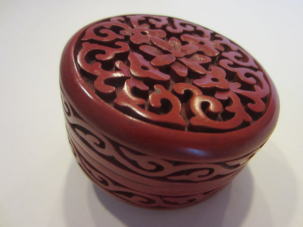 Miniature Cinnabar Circular Asian Scholar Box