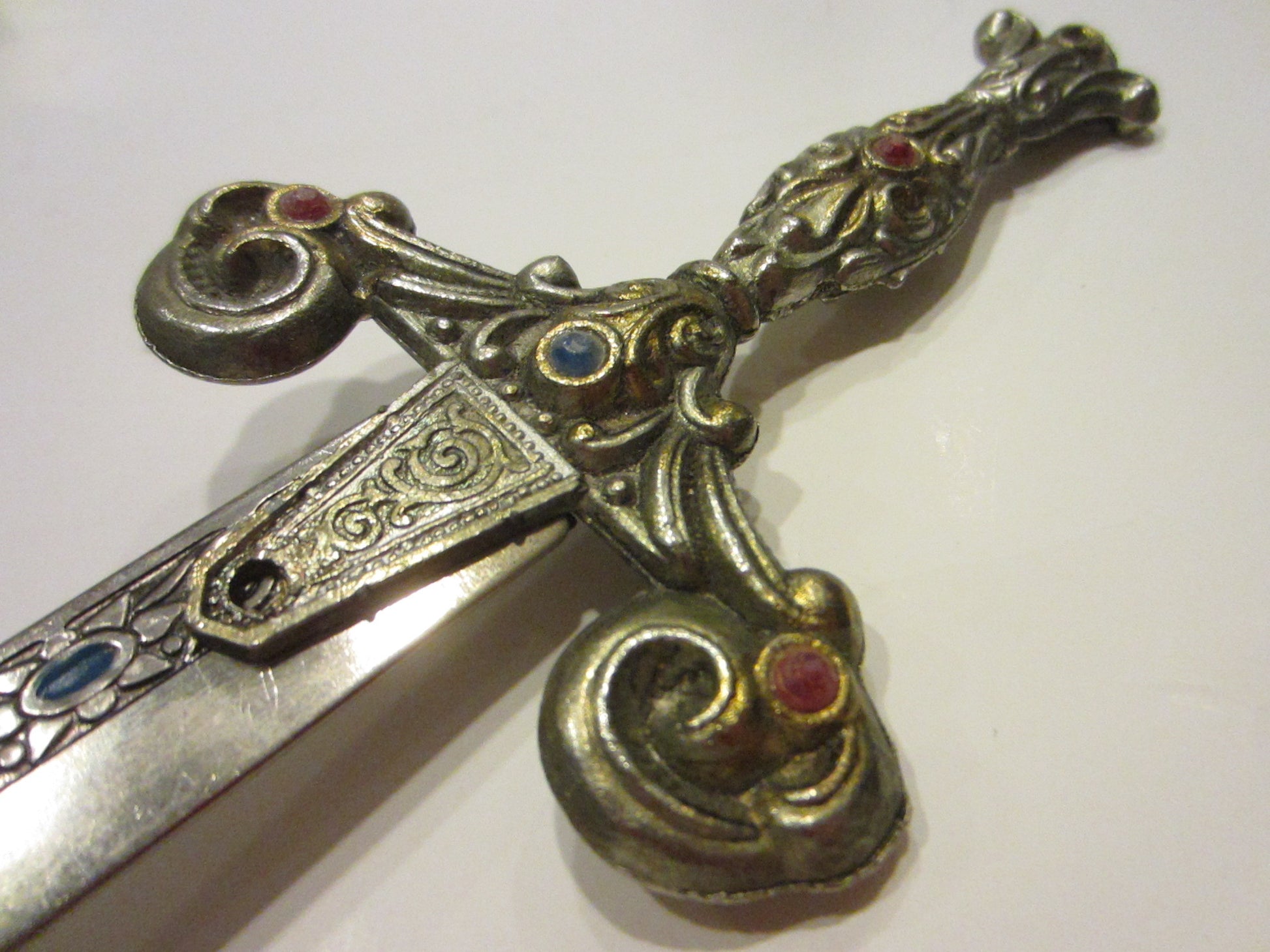 Portugal Shield Jeweled Letter Opener Brass Sword Leather Emboss Cover - Designer Unique Finds 
 - 5