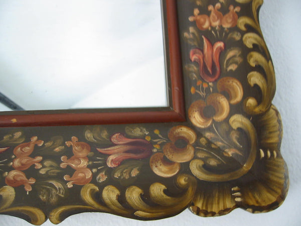 Art Deco Wood Mirror Hand Decorated Painted Fuchsias In Salzburg - Designer Unique Finds 
 - 2