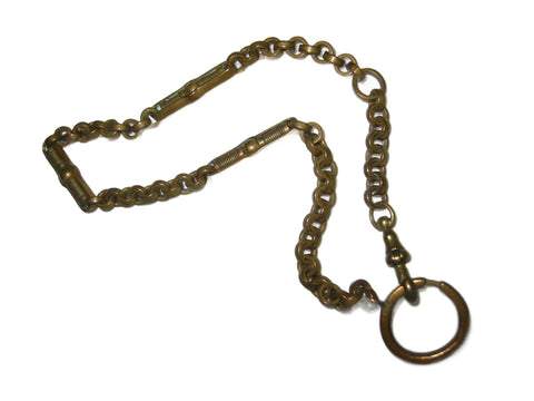 Wagner Gottlieb Victorian Brass Watch Fob Fancy Motif Link Swivel Loop Clasp