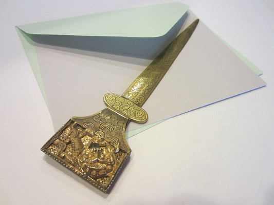 Antique Bronze Bookmark Figurative Asian Letter Opener - Designer Unique Finds 
 - 1