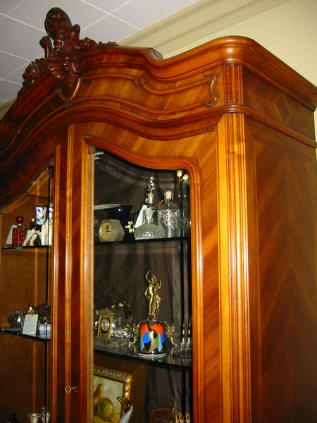 Provincial French Walnut Armoire Double Beveled Glass Doors - Designer Unique Finds 
 - 5