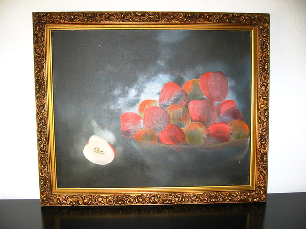 Still Life Red Apples Fruit Bowl Oil On Canvas - Designer Unique Finds 