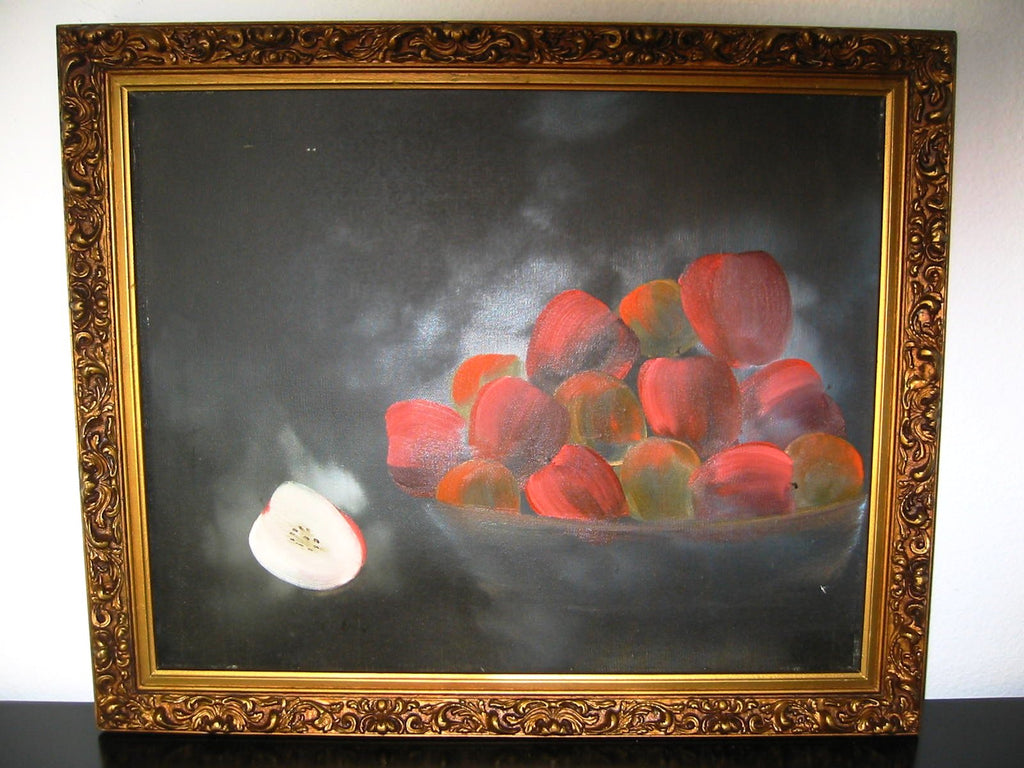 Still Life Red Apples Fruit Bowl Oil On Canvas - Designer Unique Finds 