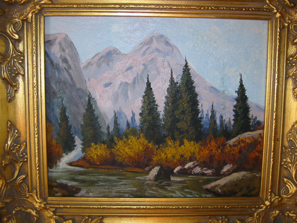 Impressionist Landscape Oil On Canvas Mountain View
