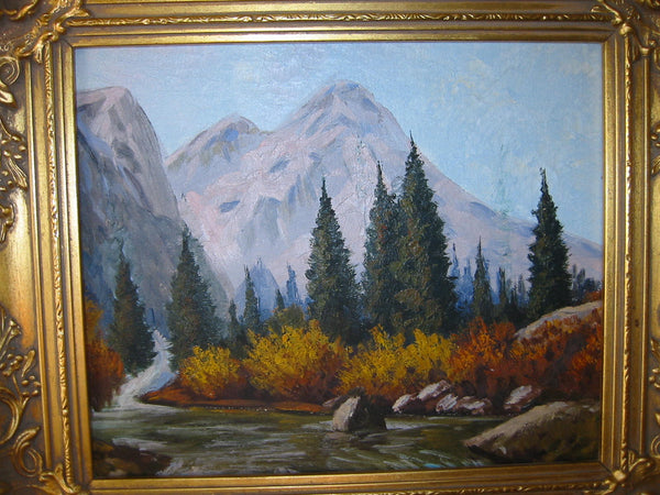 Impressionist Landscape Oil On Canvas Mountain View