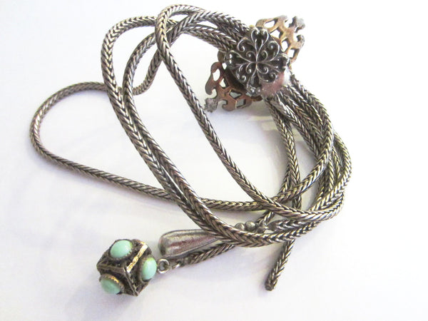 Victorian Book Piece Green Cabochon Precious Gems Charm Bracelet