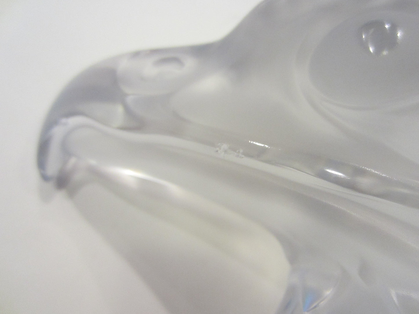Lalique France Eagle Head Crystal Signed Mascot Tete d Aigle