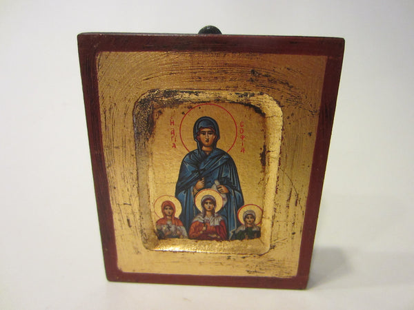 Religious Icon Hand Made In Greece Gold Painted Scripted
