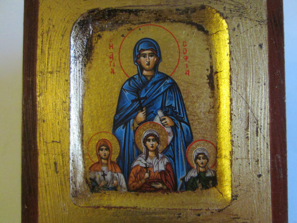 Religious Icon Hand Made In Greece Gold Painted Scripted