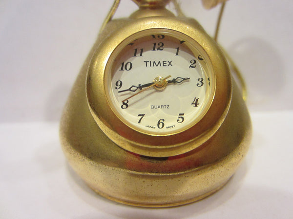 Timex Miniature Golden Phone Brass Quartz Clock Japan Movement - Designer Unique Finds 
 - 5