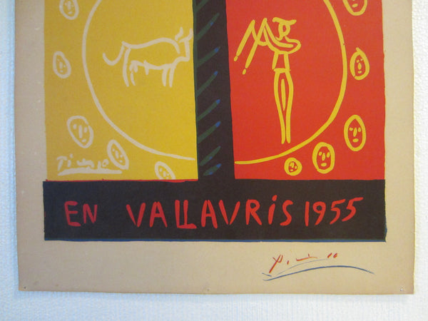 Toros En Vallauris 1955 Picasso Abstract Copy Signed Exhibition Poster