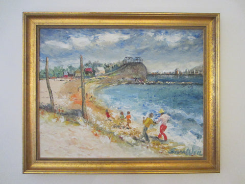 Selma Weil Untitled Impressionist Seascape Signed Oil On Board