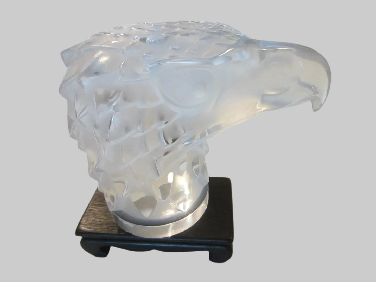 Lalique France Eagle Head Signed Crystal Mascot