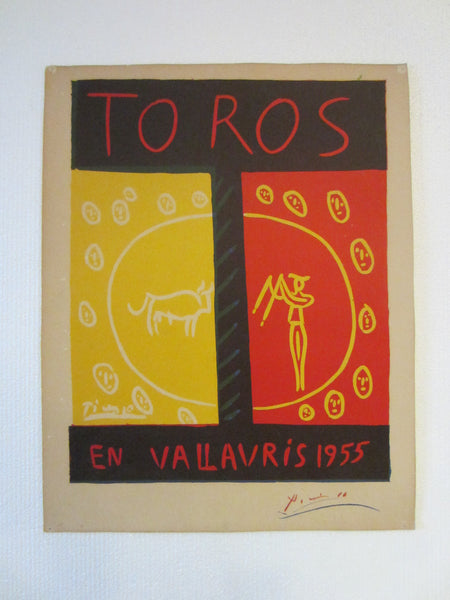 Toros En Vallauris 1955 Picasso Abstract Copy Signed Exhibition Poster
