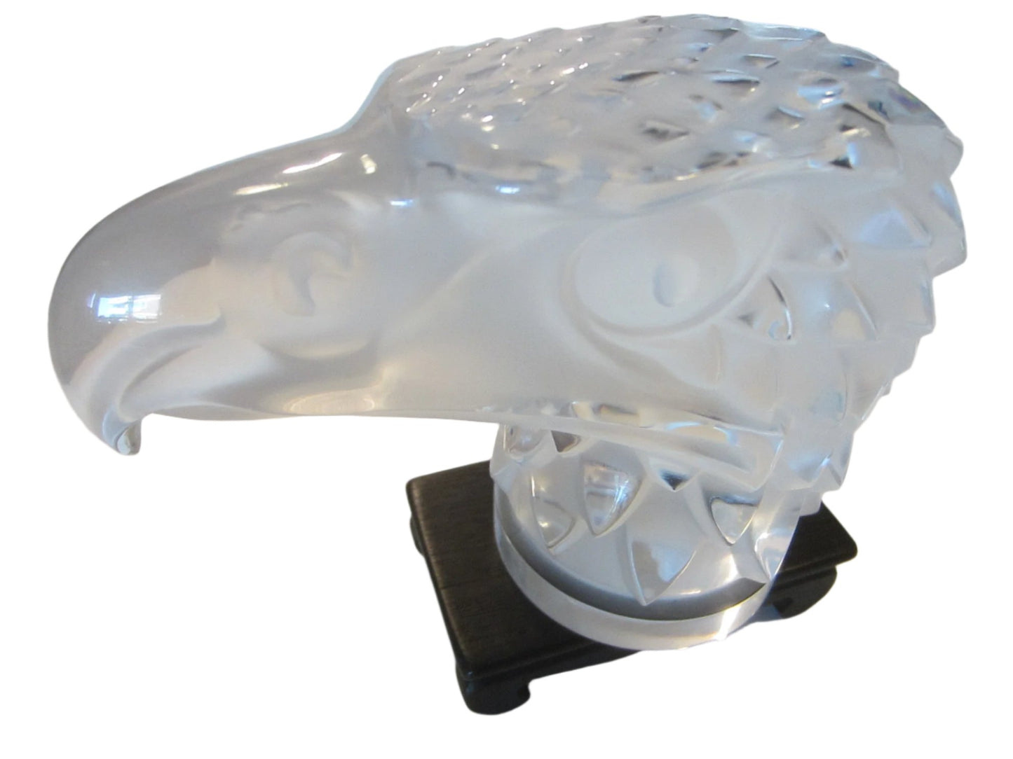 Lalique France Eagle Head Crystal Signed Mascot Tete d Aigle