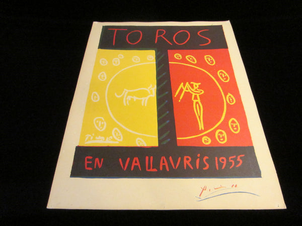 Toros En Vallauris 1955 Picasso Abstract Copy Signed Exhibition Poster