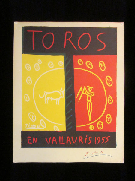 Toros En Vallauris 1955 Picasso Abstract Copy Signed Exhibition Poster
