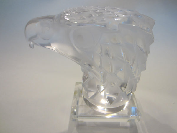 Lalique France Eagle Head Signed Crystal Mascot