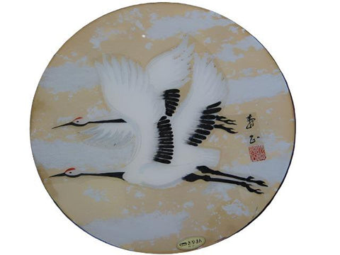 Japanese Charger By Kano Signed by Artist Decorated Flamingo Birds - Designer Unique Finds 
