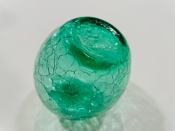 Green Crackle Glass Apple Paperweight