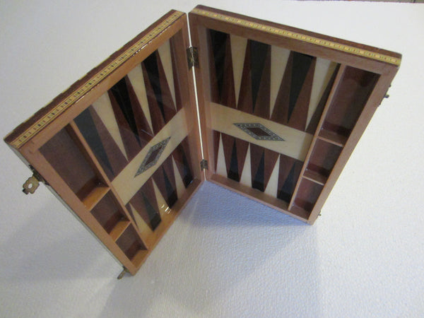 Taracea Salinas Geometric Wood Inlaid Game Box Hinged Metal Closures - Designer Unique Finds 
 - 8