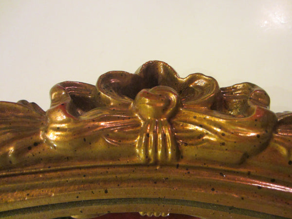 Carolina Mirror Company Round Mirror with Floral Bow Crest Rococo Style