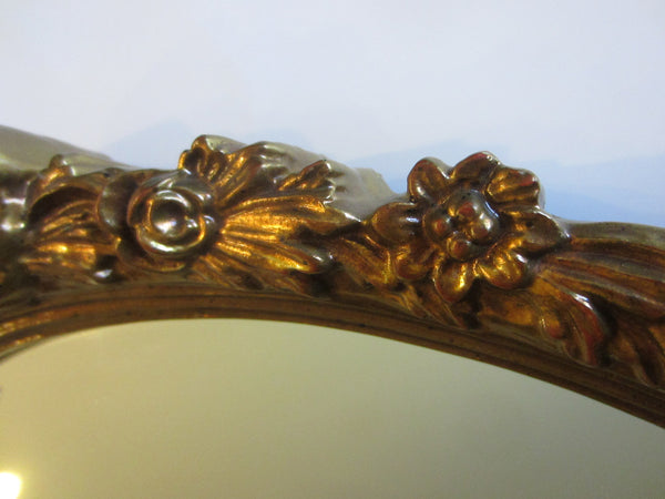 Carolina Mirror Company Round Mirror with Floral Bow Crest Rococo Style - Designer Unique Finds 