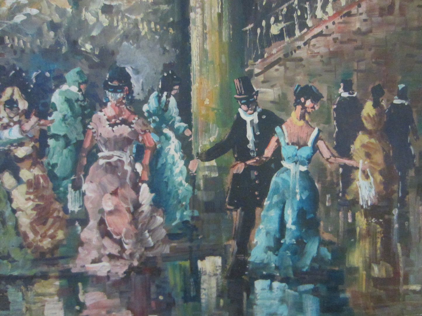 Masquerade Ball Impressionist Oil On Canvas Signed Bonini