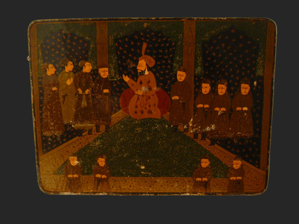 Folk Art Tribal Miniature Style Mix Media Figurative Gouache Panel