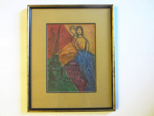 Marc Chagall Print Paris Through My Window Copy Signed Framed - Designer Unique Finds 