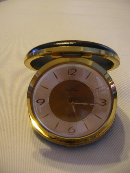 Seth Thomas Germany Travel Clock Black Leather Case - Designer Unique Finds 