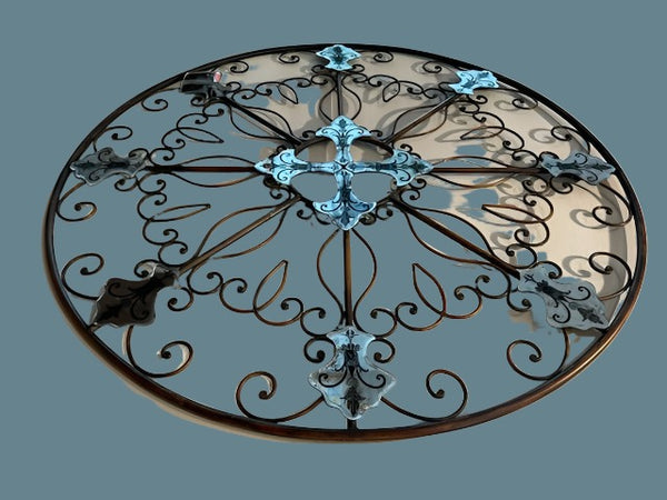 Modern Mirrored Round Metal Decorative Black Etching