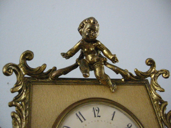 Art Deco American Cherub Crest Brass Electric Clock - Designer Unique Finds 
 - 4