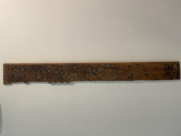 Folk Art Tribal Primitive Hand Painted Floral Carving Panel