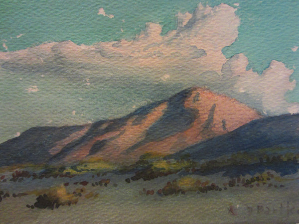 Desert Landscape Watercolor Guache Mountain View Signed By Artist - Designer Unique Finds 