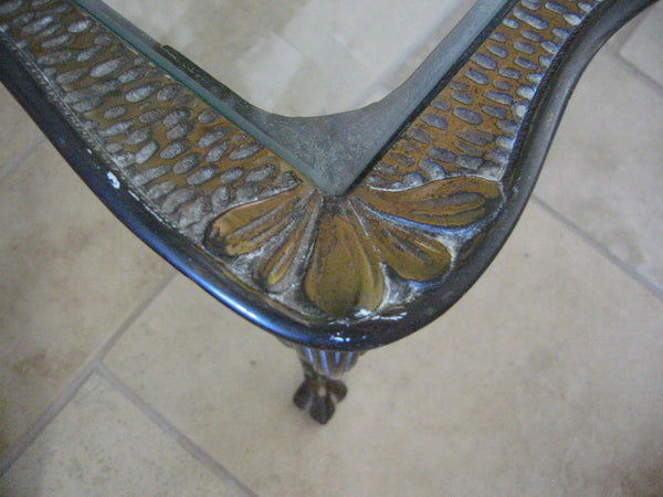 Art Deco Glass Top Bronze Accent Table By W H Howell Company Circa 1933