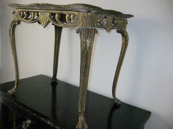 Art Deco Glass Top Bronze Accent Table By W H Howell Company Circa 1933