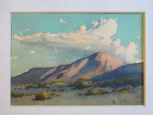 William J Bartko Desert Landscape Mountain View Signed Watercolor Gouache
