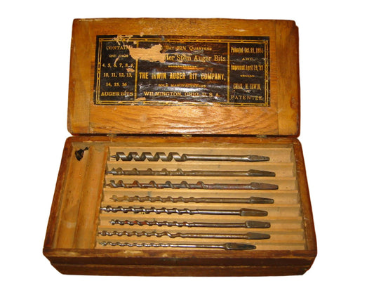 Irwin Auger Bit Ohio Carpentry Wood Tool Box Set - Designer Unique Finds 
