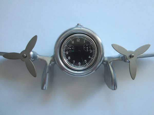 A Modern Propeller Quartz Pewter Desk Mantle Clock Made In India