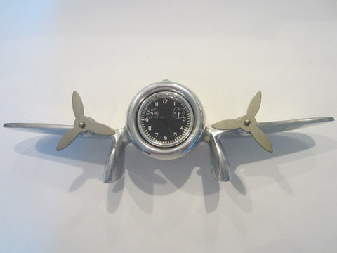 Modern Propeller Quartz Black Dial Metal Desk Clock 