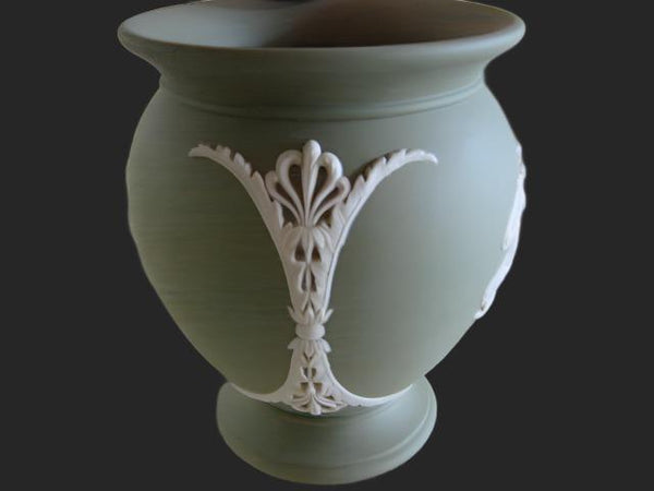 Wedgwood Green Vase England Jasper Green White Aphrodite - Designer Unique Finds 