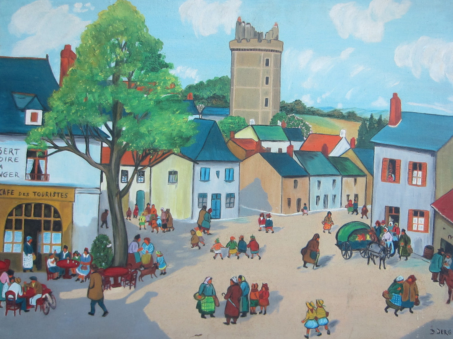Impressionist Street Scene Oil On Canvas Signed D Berg