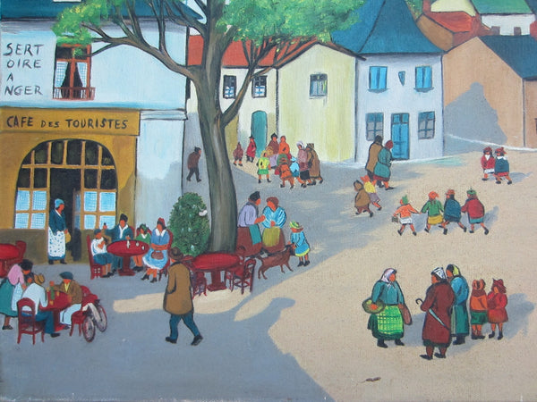 Impressionist Street Scene Oil On Canvas Signed D Berg