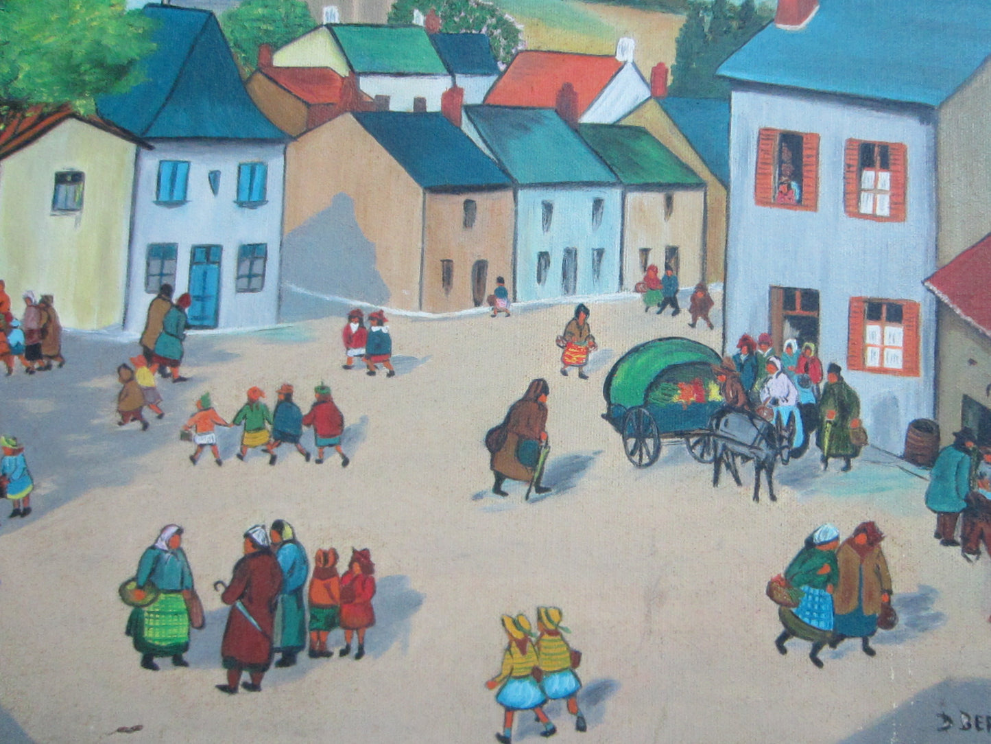 Impressionist Street Scene Oil On Canvas Signed D Berg