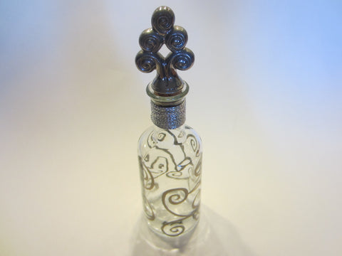 VE Glass Bottle Geometric Silver Pewter Finial Marked Numbered - Designer Unique Finds 
 - 1